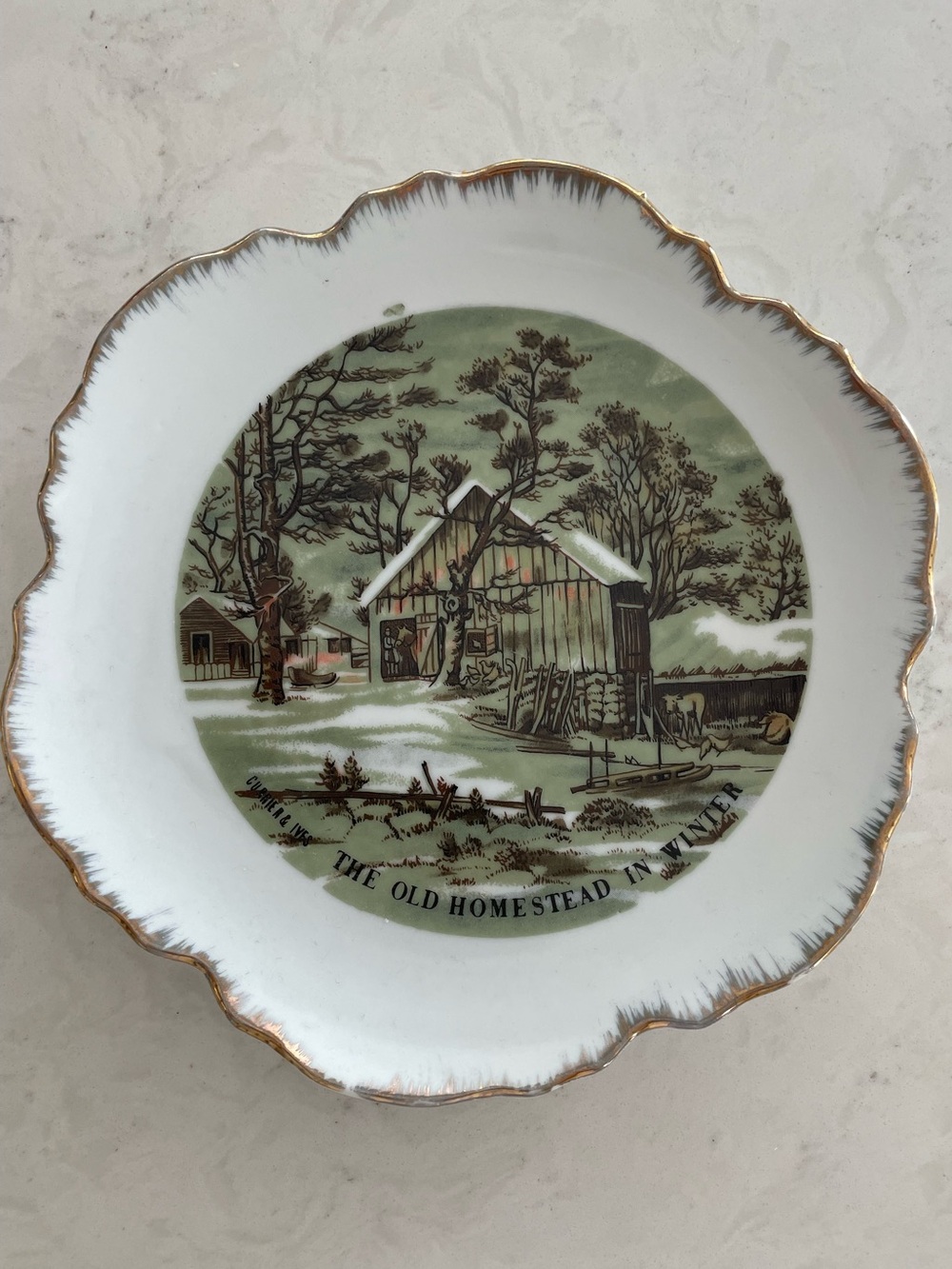 The Old Homestead in Winter Decorative Porcelain Plate - Currier & Ives